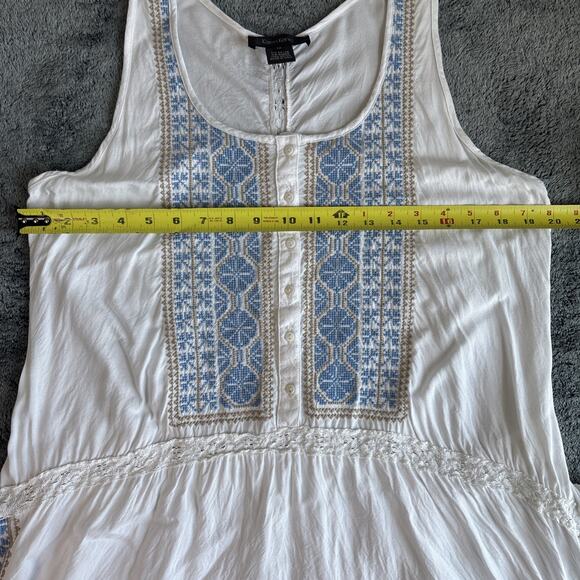 Karen‎ Kane Women's Off White/Blue Embroidered Tank Tunic Top - Size Medium - Picture 8 of 10